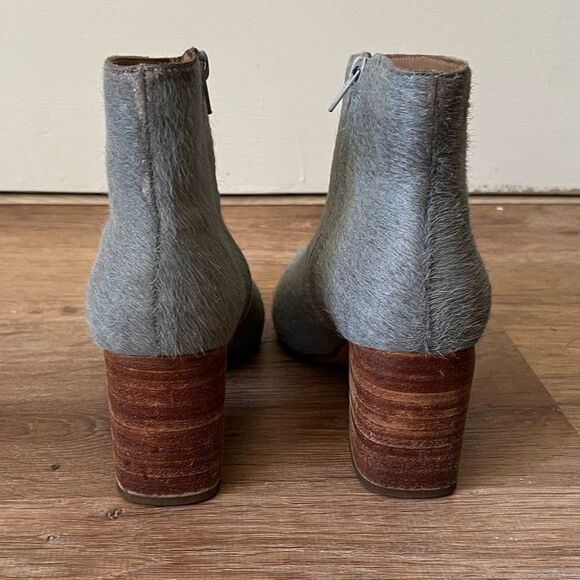 Huma Blanco VANIA Gray Genuine Calf Hair Pointed Toe Ankle Bootie Size 38 US 7.5 - Picture 6 of 11